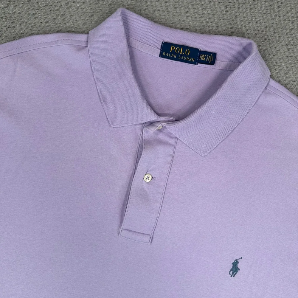 Ralph Lauren Polo Shirt Mens 2XLT Lavender Purple Cotton Jersey Short Sleeve